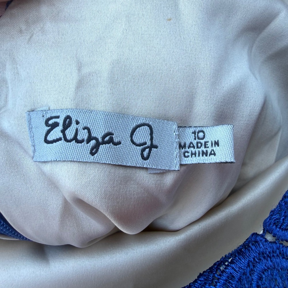 Eliza J Royal Blue Floral Guipure Lace V-Neck Sheath Cocktail Dress Size 10 - Picture 14 of 15